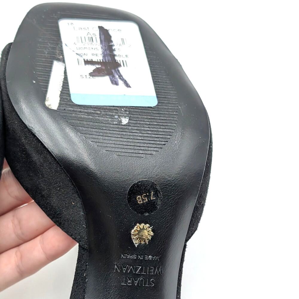 Stuart Weitzman Tia 75 Block Heel Sandal Women's Black Size US7.5B EU38 - Picture 9 of 13
